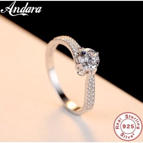 Promise 925 Sterling Silver Ring Classic Wedding Ring Jewelry Cubic Zircon Rings For Women Bridesmaid Gifts