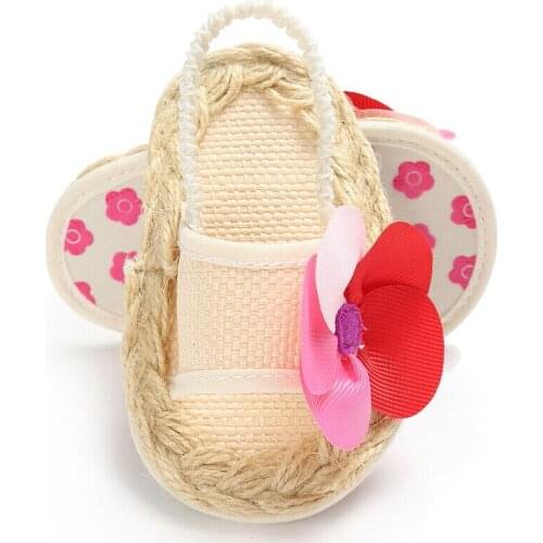 Summer Sweet Princess Baby Infant Kids Girls Sandals Rattan Sole Soft Band Crib Shoes Cute Floral Toddler Newborn Shoes