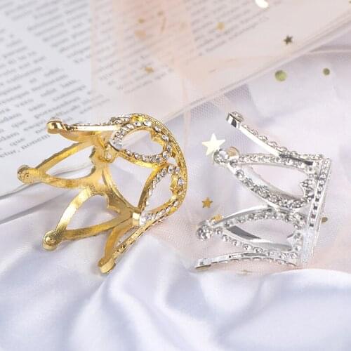 Mini Crown Princess Topper Crystal Pearl Tiara Children Hair Ornaments For Wedding Birthday Party Cake Decorating Tools