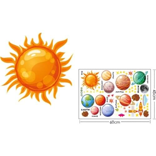 Cartoon Universe Nine Planets Solar System Wall Paper For School Kids Study Room Bedroom Wall Sticker Decoration Creative Poster