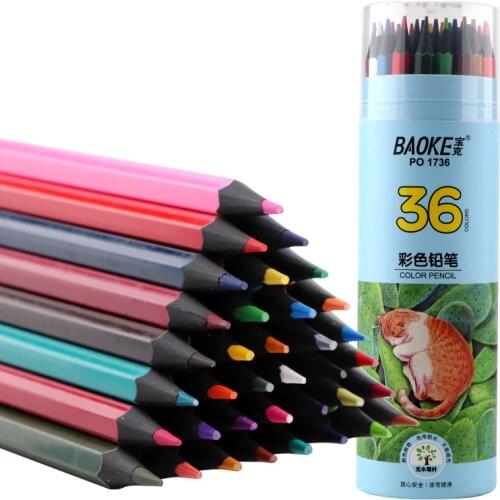 36 Pcs A Box of Baoke PO1736 Color Hexagonal Rod Set Oily Painting Brush Color Pencil Hand-painted Coloring Without Wood