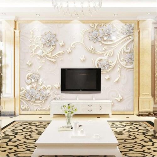 Milofi non-woven wallpaper wall covering European pattern star light dot jade carving 3D relief new Chinese style background