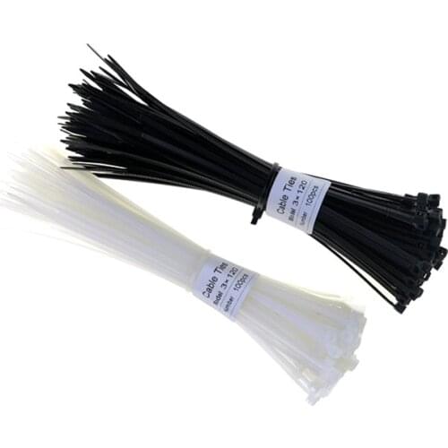 Newest 100PCS 3 X 120 White Black Nylon cable ties; Wire Zip Ties Self Locking Nylon Cable Tie
