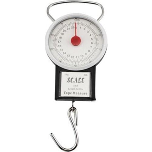 22Kg Portable Hanging Scale Pointer Hook Hanging Scales Balance Fish Hook Pocket Luggage Weighing Scales With Measuring Tape