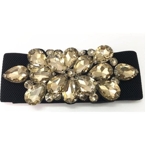 Fashion Women Belt Luxury Rhinestone Design Stretch Waist Dress Belts Skinny Elastic Straps Ceinture Cinturones Mujer DP58