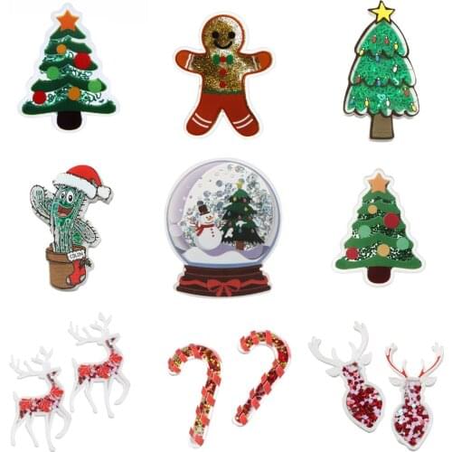 Christmas Quicksand Sequins Flash Blinking Shakers Acrylic Planar Resin DIY Bow-knot Home Crafts Phone Case Decoration,1Yc17910