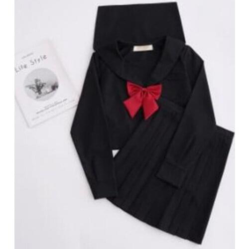 Sailor Suit Jk School Uniform Cute Girl Daily Dress Jpanese Kawaii Bowknot Preppy Suit Short Long Sleeve Cardigan Top + Skirt