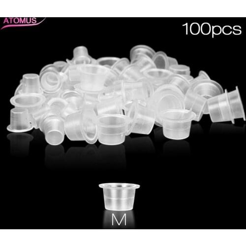 100pcs Tattoo Ink Cups Disposable Cup Tattoo Caps Microblading Accesories Encre Tatouage Permanent Makeup Pigment Clear Holder