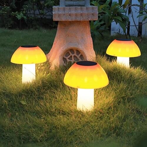 Thrisdar Yellow Mushroom Solar Night Light Lamp Outdoor Solar Pathway Lawn Light Waterproof Landscape Solar Garden Stakes Light