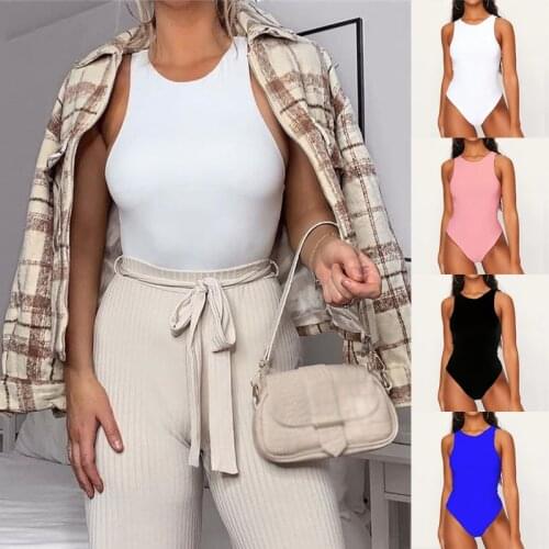 Streetwear White Bodysuits Suit Clothes Para Catsuit Clothing Size O Neck Sleeveless Sexy Bodysuit Women Off Shoulder Body Top