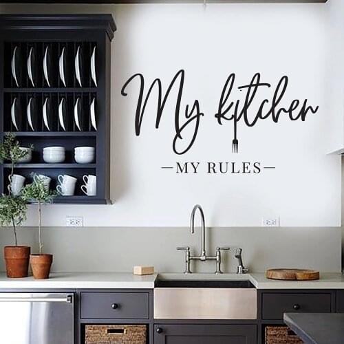 Vinyl Wall Decal My Kitchen My Rules Quote Words For The Kitchen Wall Stickers Home Decoration Accessories For Resturant W491