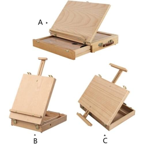 Solid Wood Easel Color Pencil Storage Box Desktop Easel Solid Wood Multifunction Color Lead Storage Box Color Painting Easel