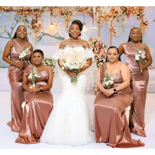 Cheap Mermaid Long Bridesmaid Dresses Plus Size One Shoulder Backless 2021 Wedding Party Dress For Women Maid Of Honor