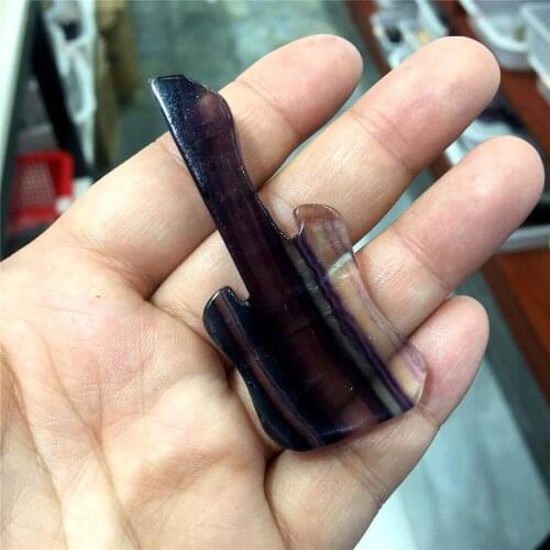 1pcs Natural seven-color fluorite hand-carved color guitar carved crystal home decorations for Halloween gifts