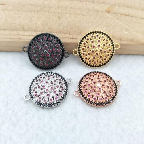 10 Pieces CZ zircon Micro Pave round Connector,Double Bails Beads Charm,for DIY Bracelets Jewelry Finding CT352