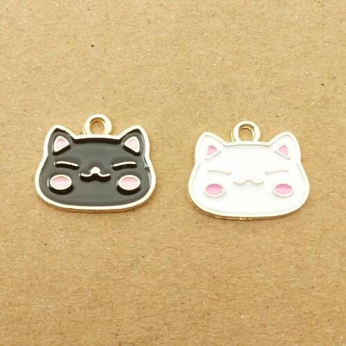 10pcs 13x17mm enamel cat charm for jewelry making fashion charm earring pendant necklace and bracelet charms