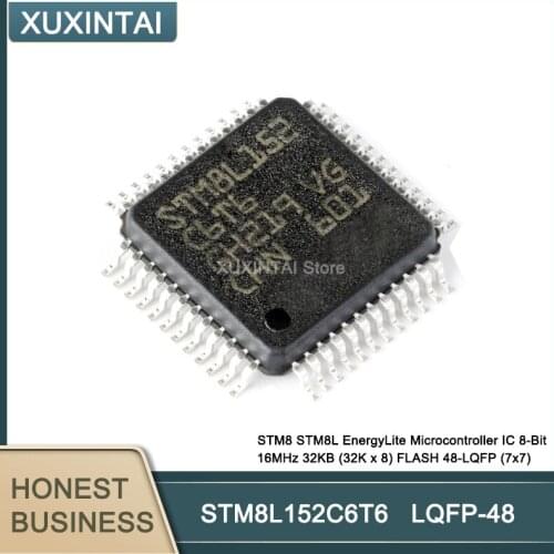 10Pcs/Lot STM8L152C6T6 STM8 STM8L EnergyLite Microcontroller IC 8-Bit 16MHz 32KB (32K x 8) FLASH LQFP-48 (7x7)