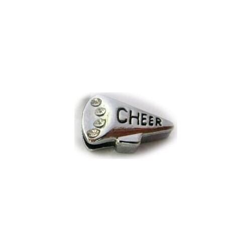 100PCS/lot 8MM Rhinestones Cheer Megaphone DIY Alloy Slide Charms Fit For 8mm Leather Wristband Bracelet Holiday Gift