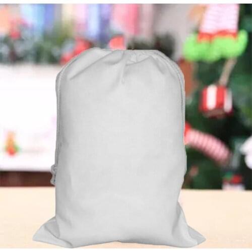 20pcs/lot Fashionable White Sublimation Santa Sacks DIY Blanks Large Capacity Candy Drawstring Bag Christmas Eve Ornament Gift