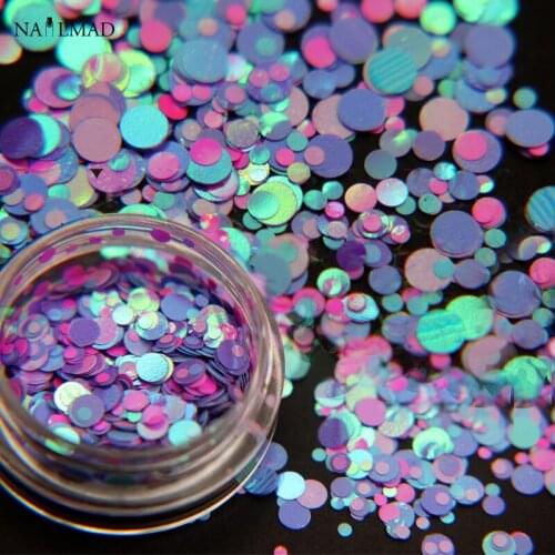 3ml/box NailMAD Polarizen Glitter 1mm 2mm 3mm Mixed Glitter Sequins Nail Art Acrylic Glitter Mixes Holo Round Glitter