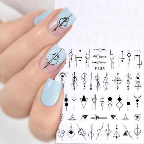 3D Nail Stickers Mixed Floral Geometric Nail Art Adhensive Transfer Decals Flowers Tattoos Sliders Manicuring Decoration Tip