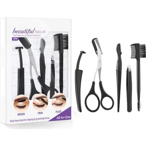 5PCS Eyebrow Kit Multi-use Stainless Steel Eyebrow Trimming Kit Eyebrow Care Kit Eyebrow Trimmer Hair Remover Set