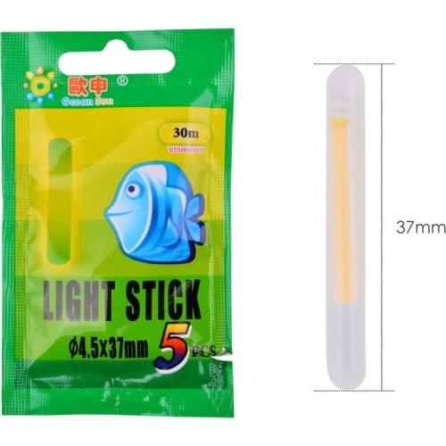 5PCS Fishing Light Sticks Night Float Rod Lights Dark Glow Stick Useful Fishing Fluorescent Lightstick 37*4.5mm