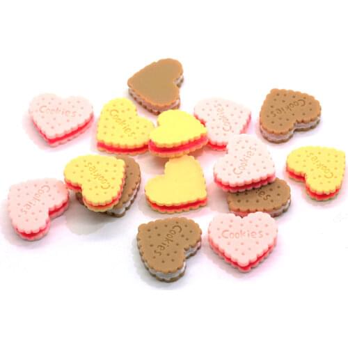50/100pcs Kawaii Resin Heart Cookies Sandwich Food Charms Pendant Jewelry Making Accessory Phone Case Decor Diy Scrapbooki