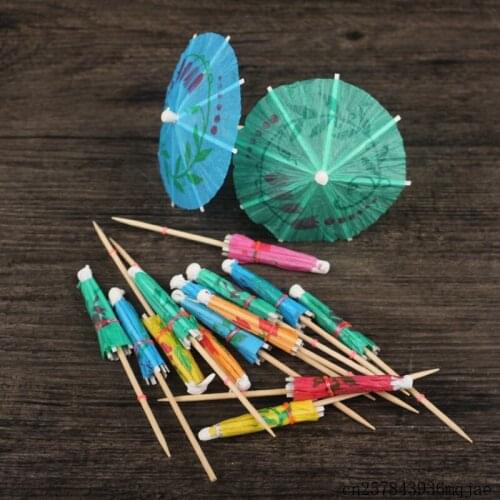 5000pcs Umbrella Bamboo Stick Form Fruit Fork Cocktail Decorative Garnishes Snack Cakes Fruit Sign 10 cm Long