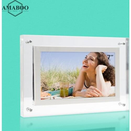 AMABOO wholesal Clear crystal video infinite objects Frame Photo Battery Powered Lcd 7 Inch Digital Art Acrylic Picture Frame