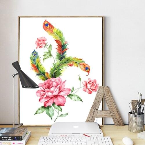 Unframed Popular Canvas Print Painting Rich Flowers Peony Nordic Poster Wall Art Picture For Decoration Living Room LZ1035