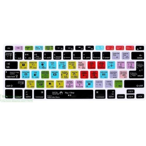 Adobe After Effects Functional Shortcuts Keyboard Cover Silicone Skin for MacBook Air 13.3 For old Macbook Pro 13 15 Euro US