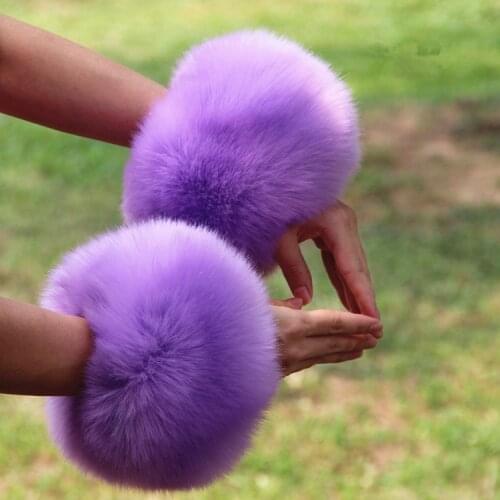 2pcs a lot big sleeve decor fur rings hand fur decoration cute faux fox fur warm oversleeves fur arm cuffs decor multi colors