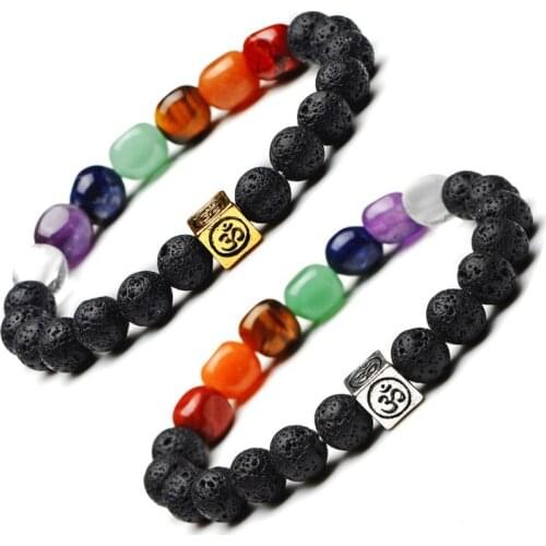 Druzy 6PC Electroplating Square Irregular Natural Agates Beads String Bracelet Volcanic Rock Stone Yoga Energy Beads Bracelet
