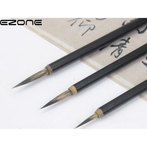 EZONE 3PCS Mousewhisker Brush Hook Line Pen Calligraphy Pens Black Bamboo Penholder Drawing Painting Watercolor Painting Supplie