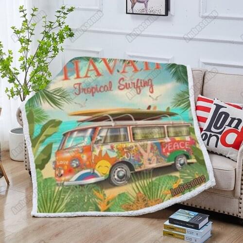 Hawaii Vacation Poster Blanket Summer Blankets Kids Adult Blankets For Beds Sofa Blanket Outdoor Picnic Blanket Custom Blanket