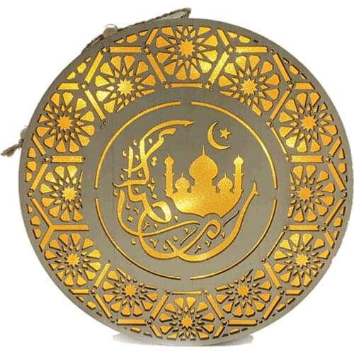 Eid Mubarak Wooden Ornament Ramadan Wood Table top Decor Moon Star Hanging Pendant for Ramadan Mubarak Eid ASD88