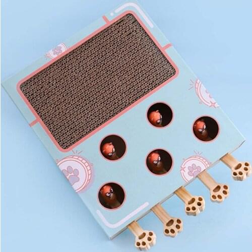 5-holed Pet Cat Toy Hitting Hamster Cats Interactive Toys Hunt Gophers Kitten Scratch Pad Corrugated Cat Scratching Cardboard
