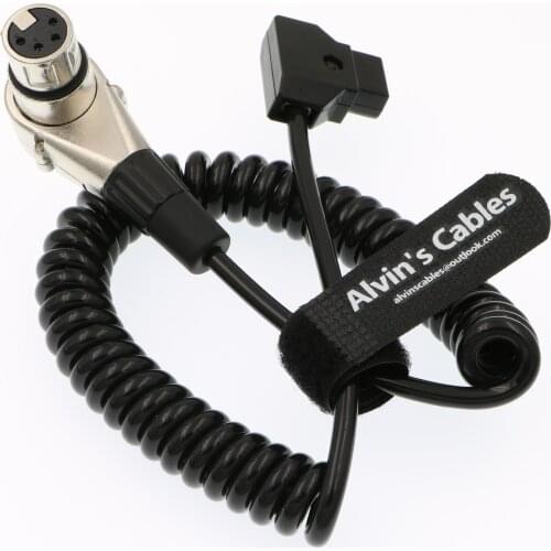 Alvins Cables XLR 4 pin Right Angle to d-tap Coiled Power Cable for ARRI ALEXA Camera Monitor