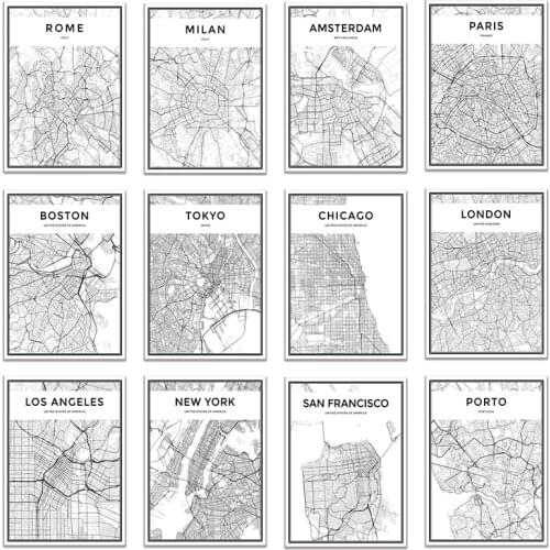 World City Map New York Tokyo Paris Wall Art Black And White Posters Prints Canvas Painting Nordic Picture For Living Room Decor