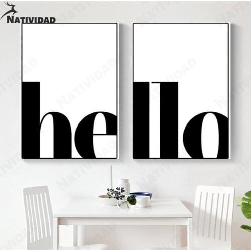 Hello Text Picture Print Poster Korean Minimalism Painting On The Wall Canvas Painting Living Room Home Decoration One Piece