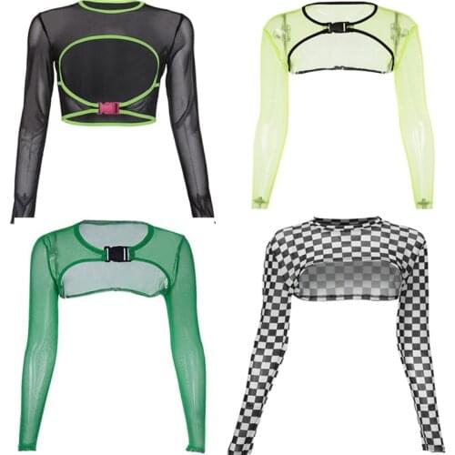 Jazz Dance Costumes Sexy Long-Sleeved Openwork Top Hip Hop Clothing Street Dancing Shirts Nightclub Singer Dj Women DNV11781