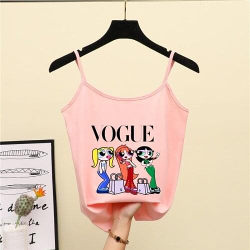 Summer women casual tank crop tops vest off shoulder short t shirt night womens camisole vest Harajuku print cute vest