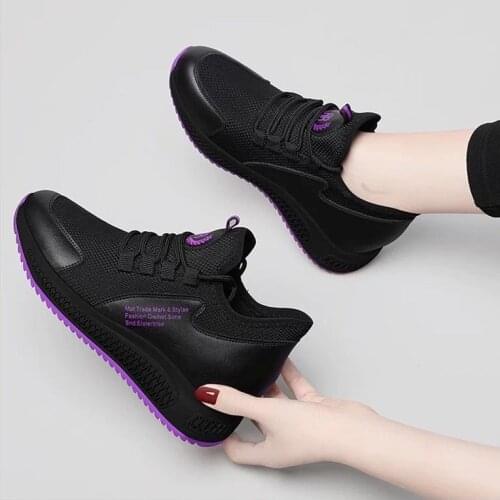 Women Flat Lace Up Black Shoes Woman Lightweight Black Sneakers Summer Autumn Casual Chaussures Femme Basket Flats Shoes
