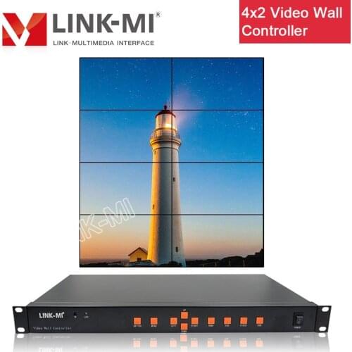 LINK-MI 8-Port Video Wall Controller 2x4 4x2 3x2 2x2 HDMI VGA USB AV inputs 180 Degree Rotation for 8 Video Wall Displays