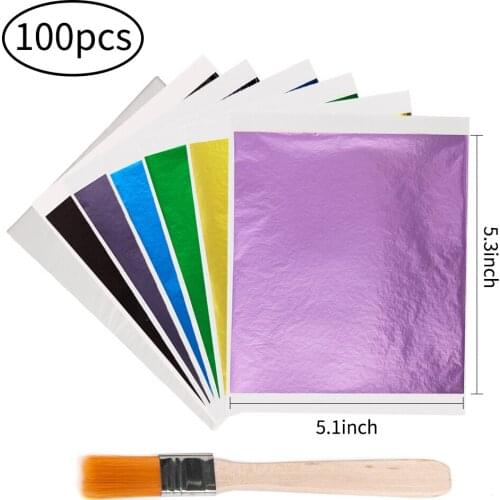100pcs 13X13.5cm Art Craft Paper Imitation Gold Sliver Copper Leaf Leaves Sheets Foil Paper for Gilding DIY Craft Decoration