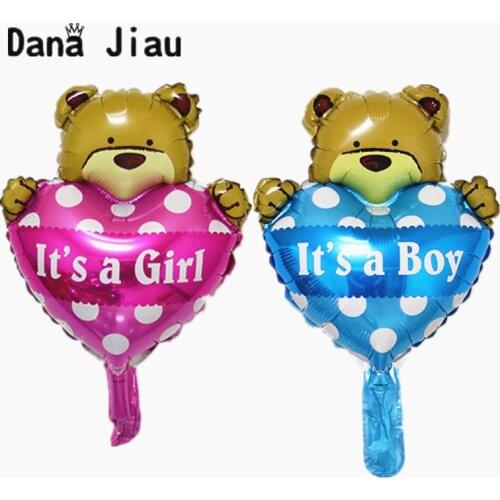 Mini its A Girl Boy Baby Hear Bear Birthday Party Cartoon Aluminum Foil Decorations Balloon Kids Toy Wholesale Supplier
