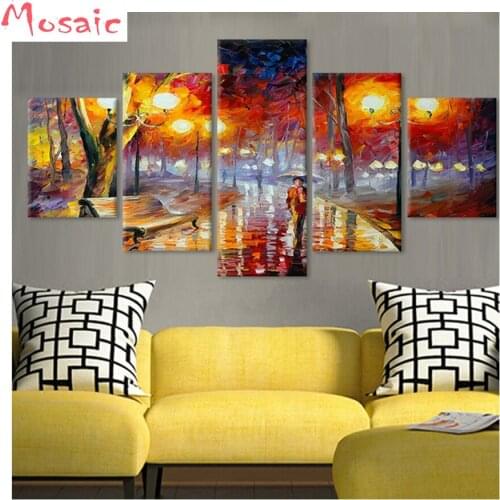 Mosaic diamond Woman In The Rain Full Square/Round Drill 5D DIY Diamond Painting fantasy Scenery Embroidery Cross Stitch 5pcs