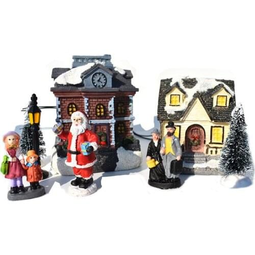 Christmas Ornament Hut 10-piece Small House Decoration Santa Claus Set Decorations Ornaments Childrens Gifts Home Present