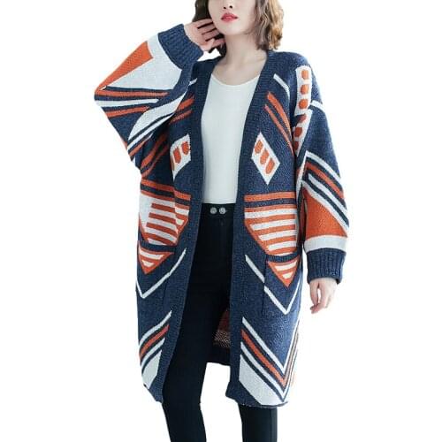Autumn Fashion Cardigan Sweater Jackets Womens Loose Thin Striped Print 2021 Korean Fashion Style Long Sleeve Mid-length Clothes